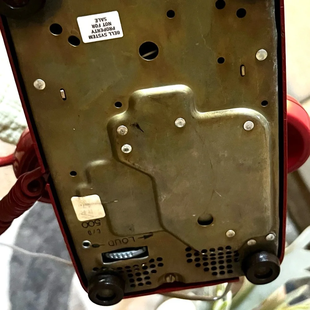 VTG Western Bell 500,Clear Rotary-Dial Telephone, Red Finish,Retrofitted Cord - Picture 8 of 11